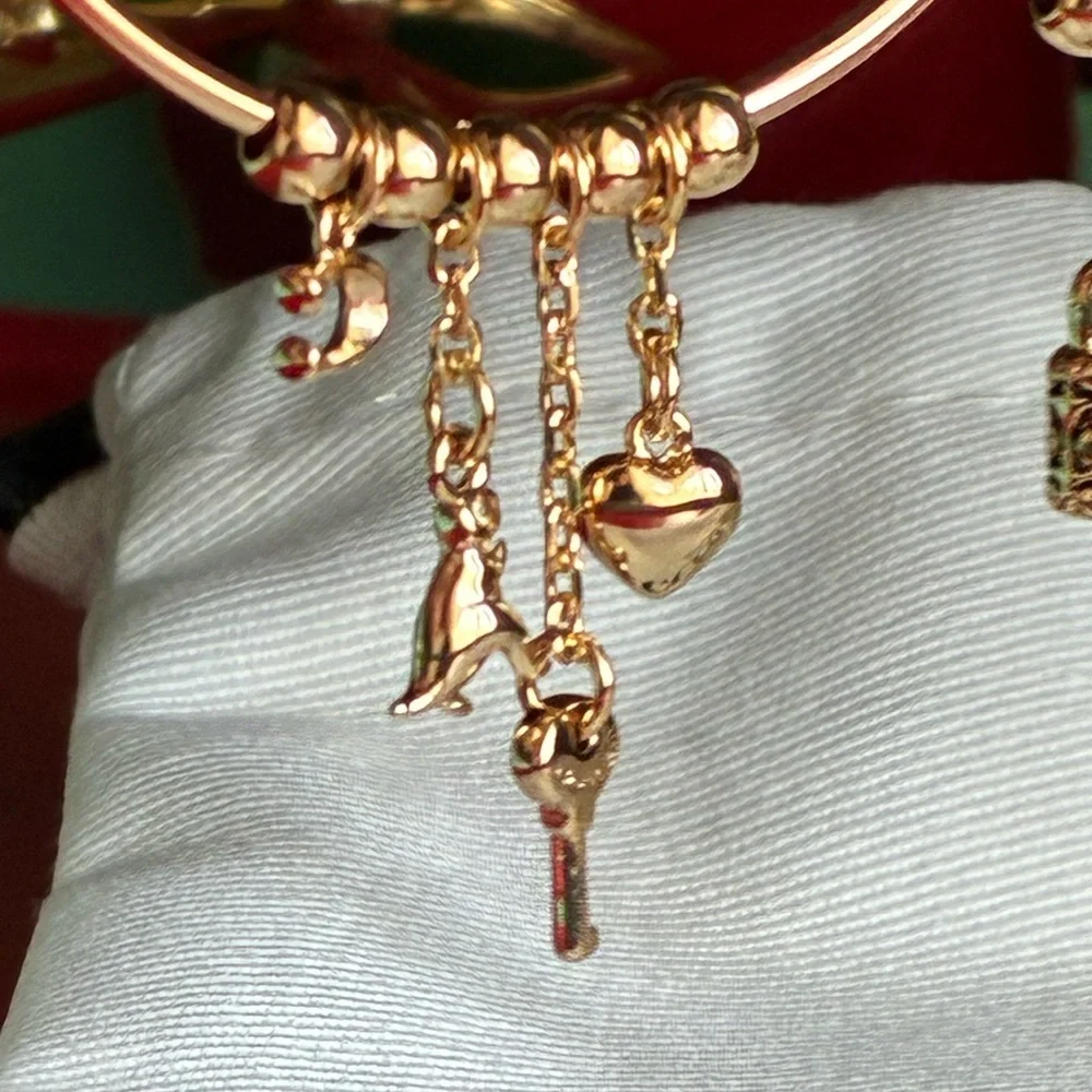 COACH Earrings,Coach Gold Hoop Earrings with Charms - Picture 6 of 11